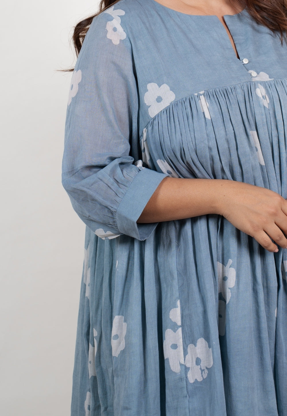 Aleena Blue Batik Mul A Line Dress