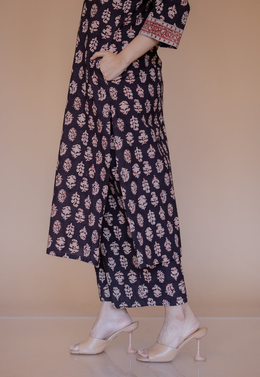 Yashi Black Bagru Cotton Straight Pant