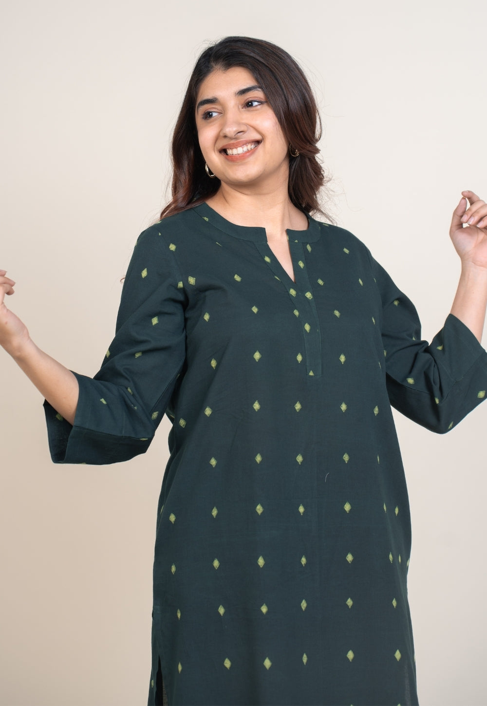 Tanya Green Dabu Cotton Straight Kurta
