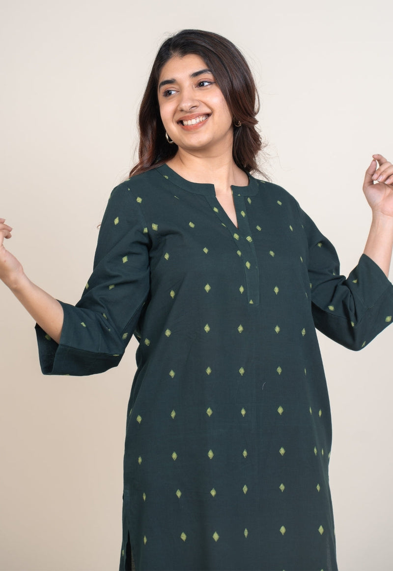 Tanya Green Dabu Cotton Straight Kurta