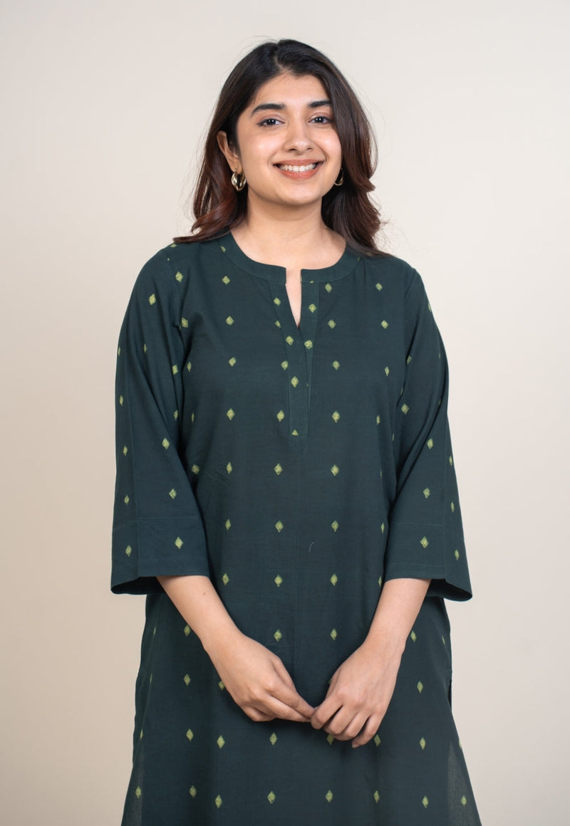 Tanya Green Dabu Cotton Straight Kurta