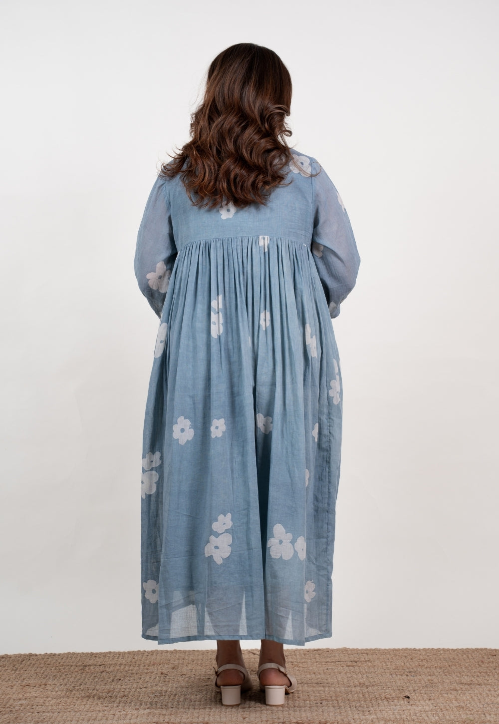 Aleena Blue Batik Mul A Line Dress