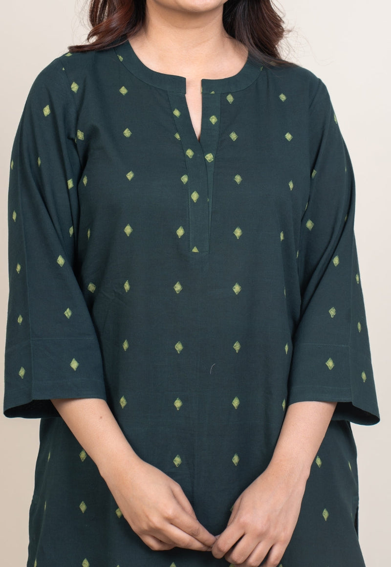 Tanya Green Dabu Cotton Straight Kurta
