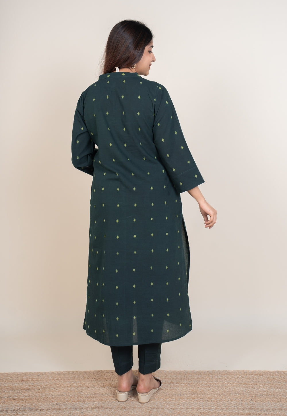 Tanya Green Dabu Cotton Straight Kurta