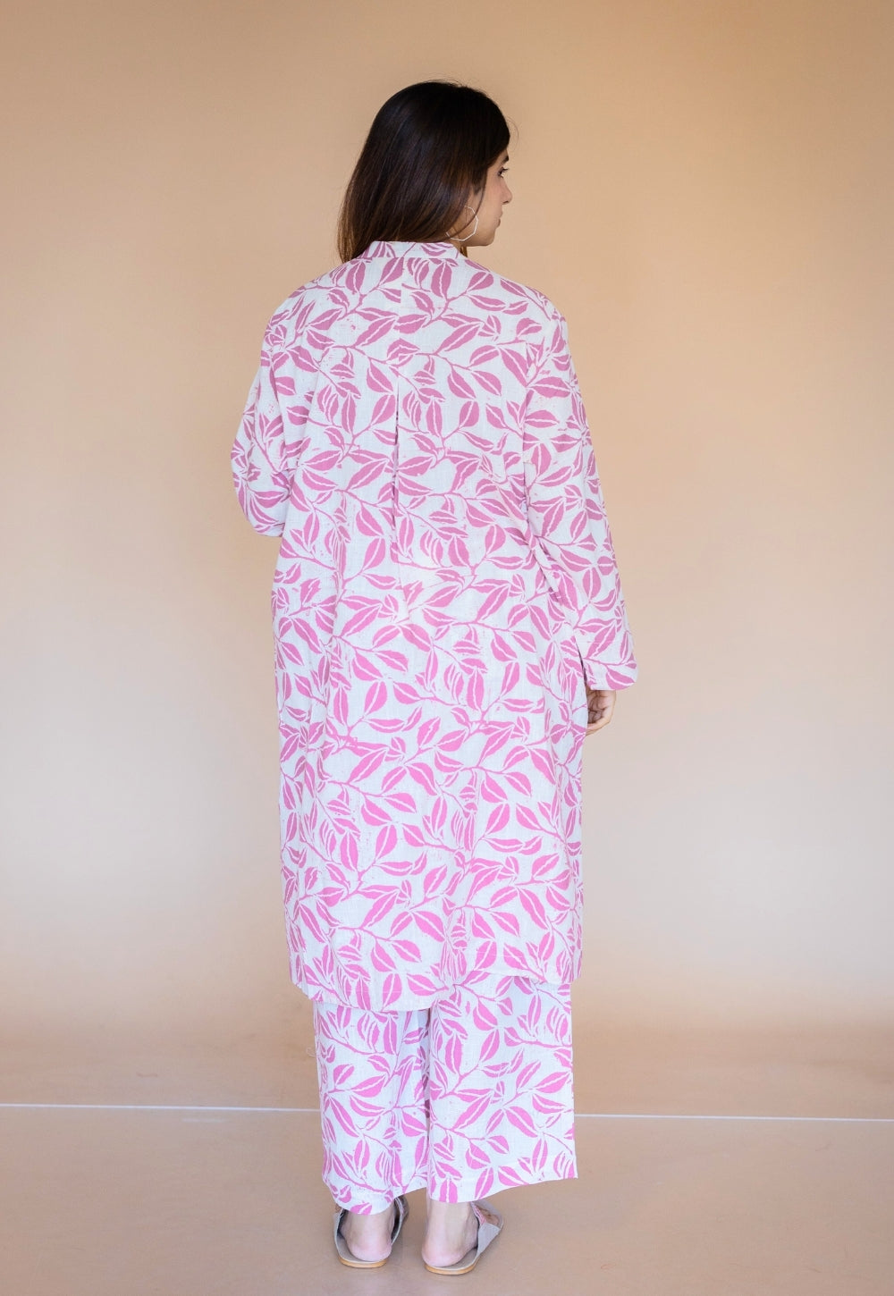 Ayaat Pink Hand Block Print Slub Cotton Straight Kurta