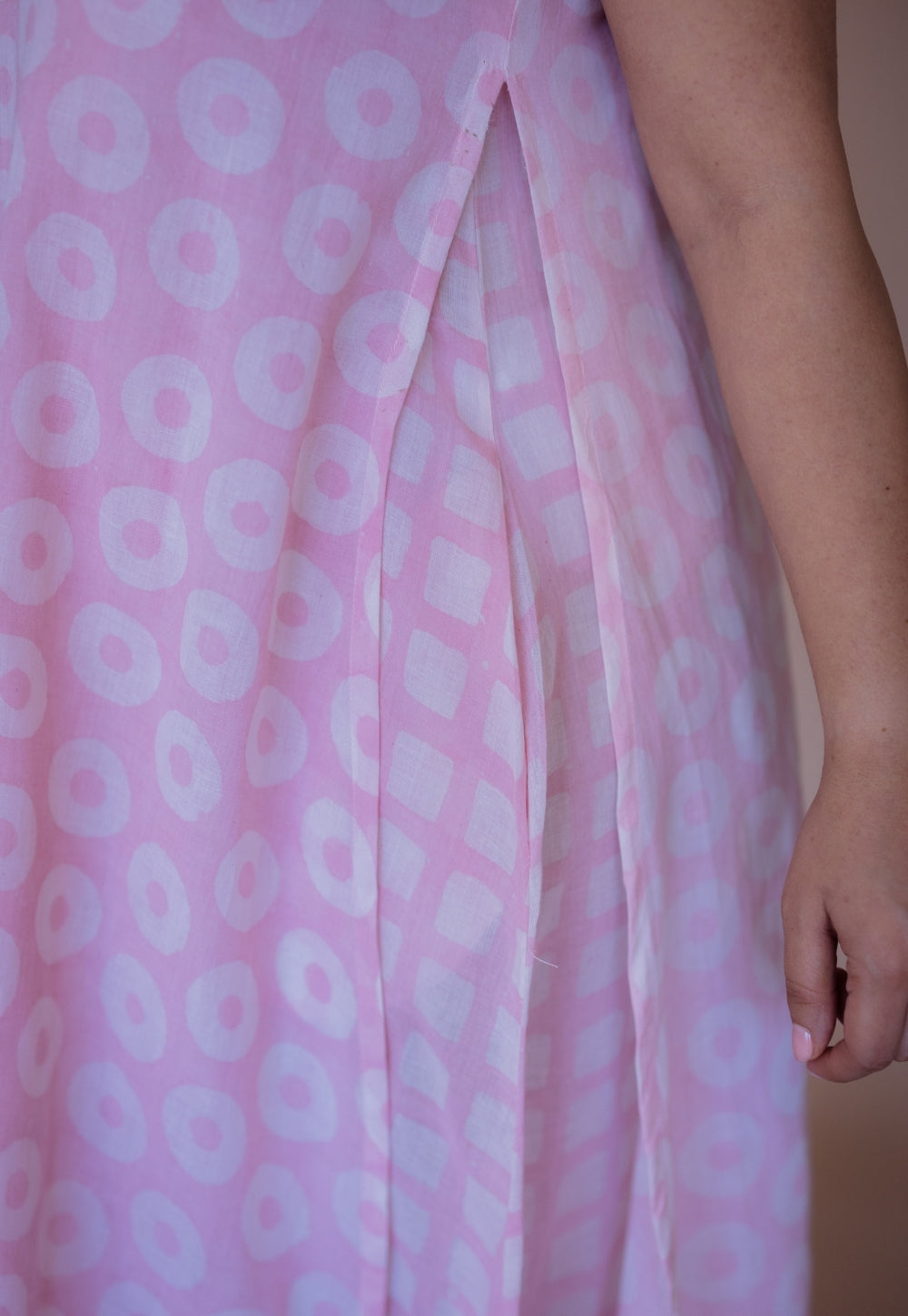 Zivah Pink Batik MulMul A Line Dress with Slip