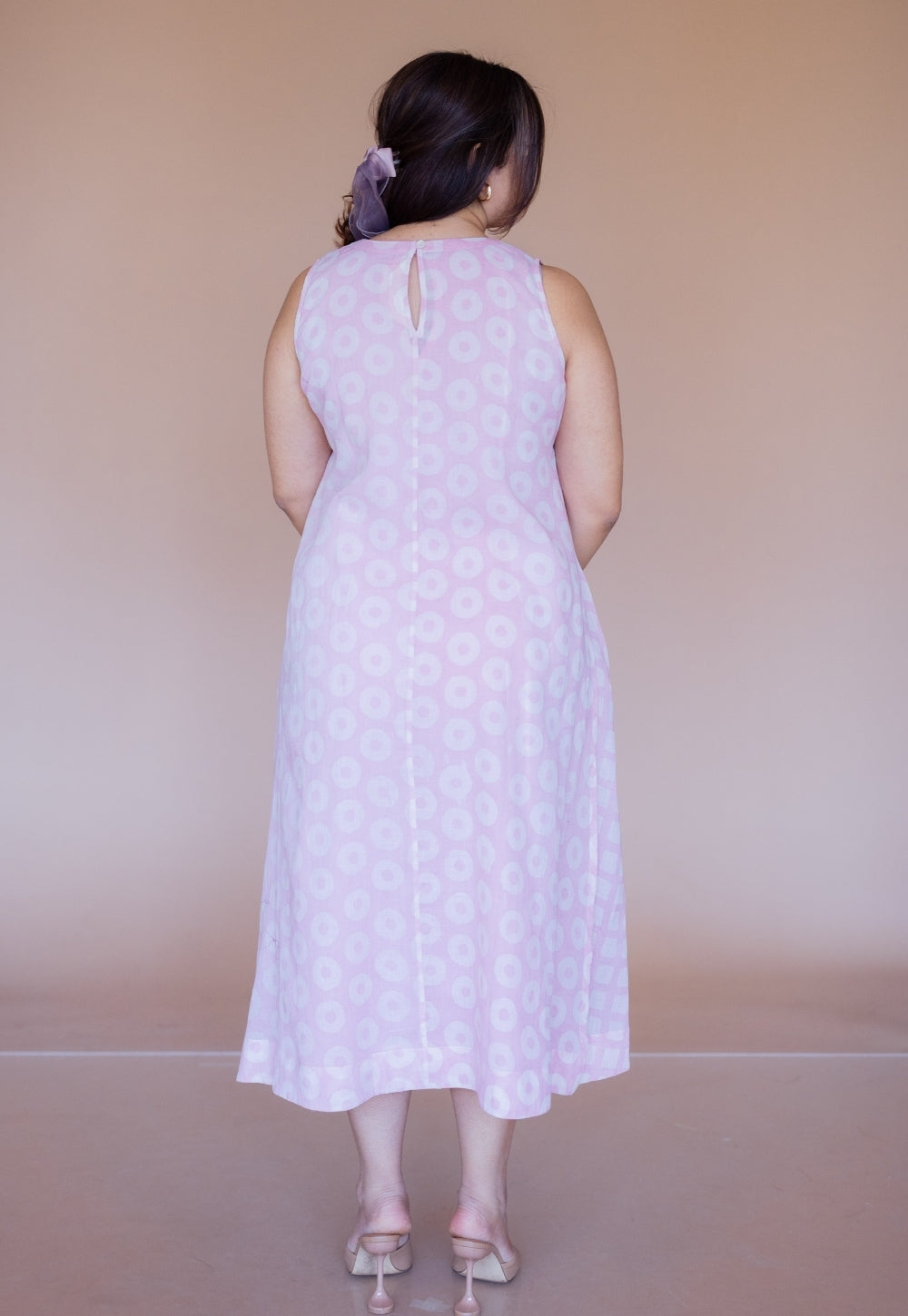 Zivah Pink Batik MulMul A Line Dress with Slip