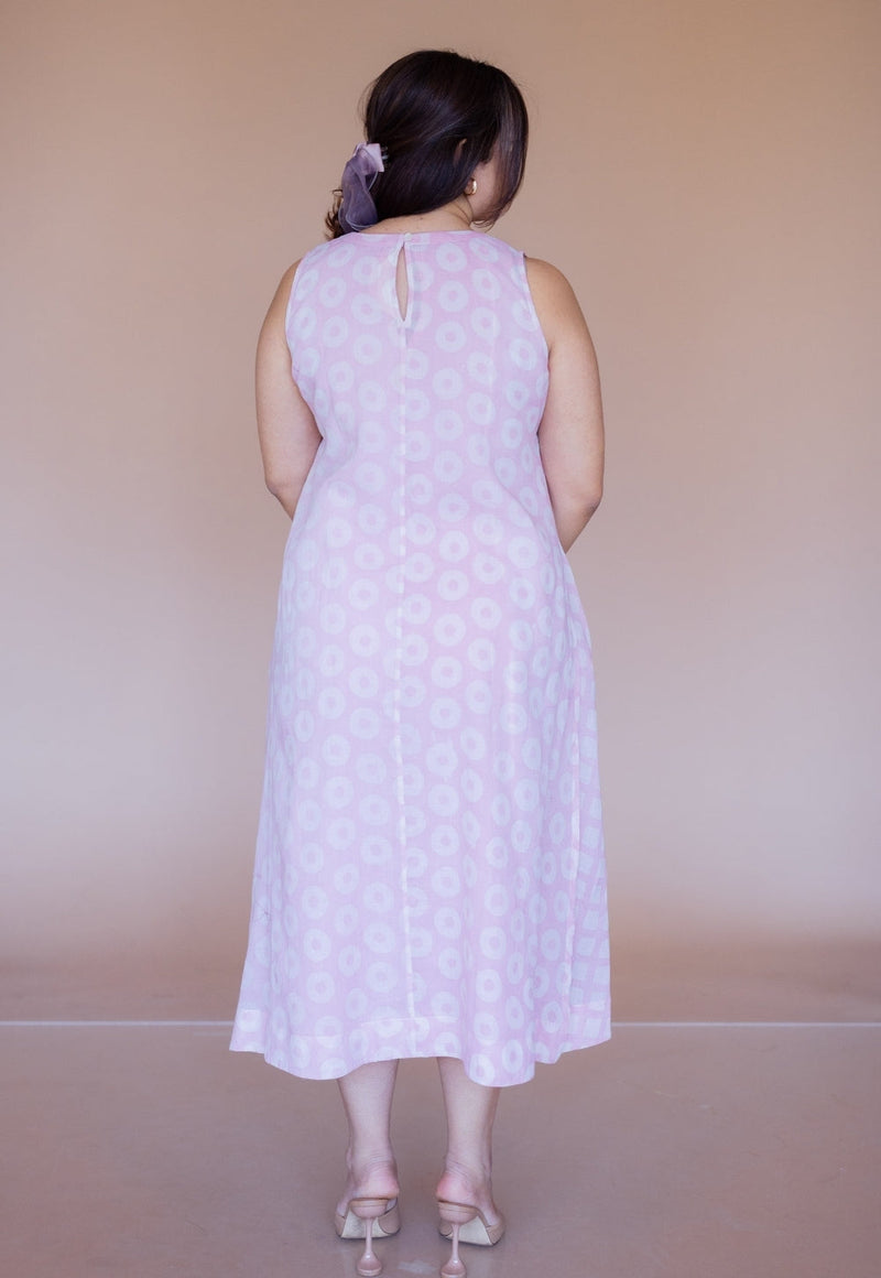 Zivah Pink Batik MulMul A Line Dress with Slip
