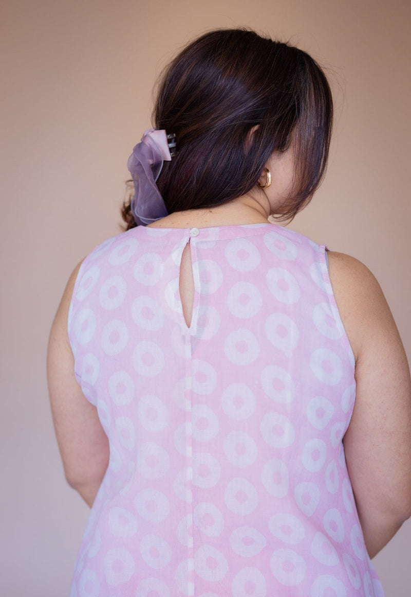 Zivah Pink Batik MulMul A Line Dress with Slip