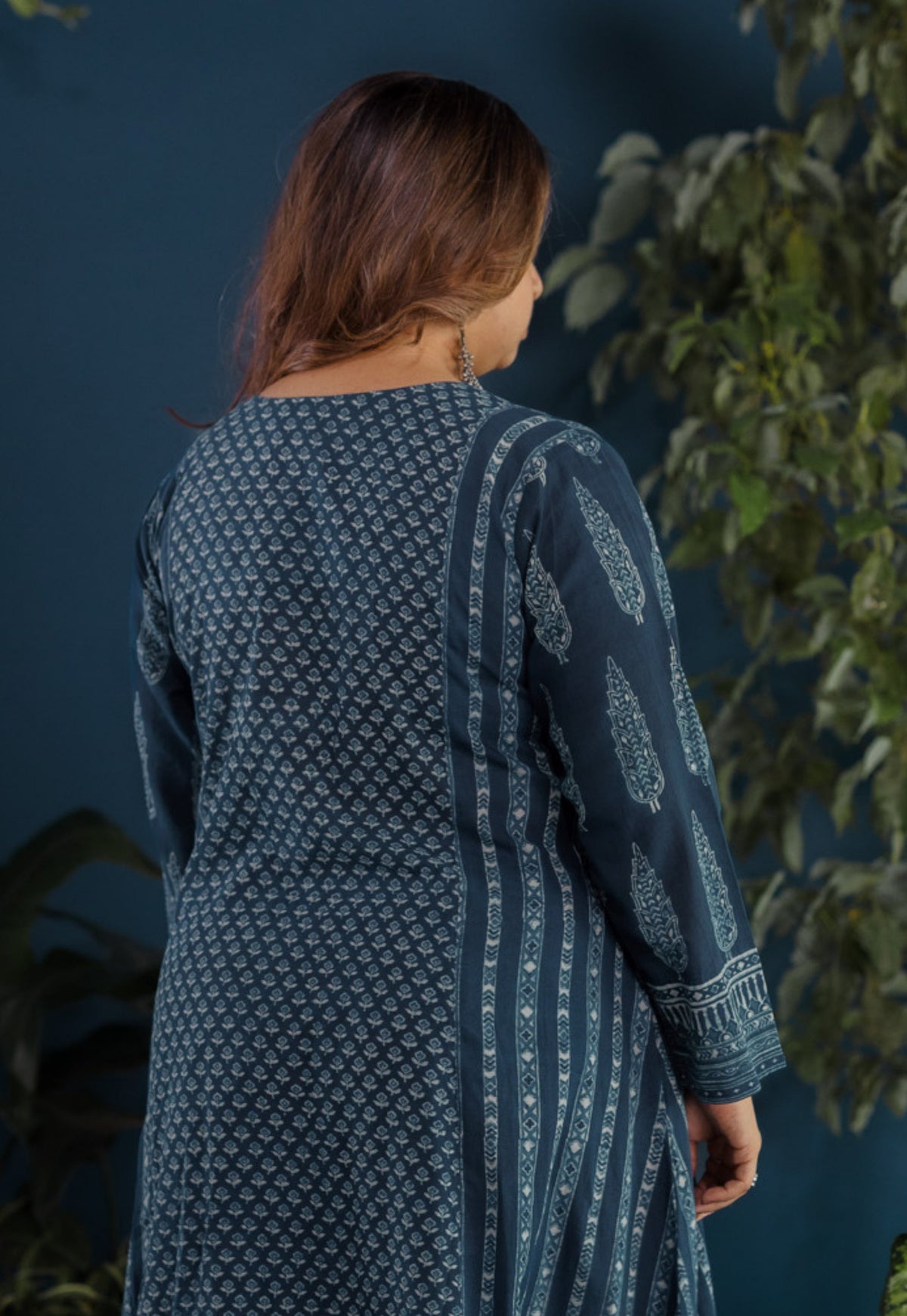 Hitika Blue Ajrakh Cotton Kali Kurta