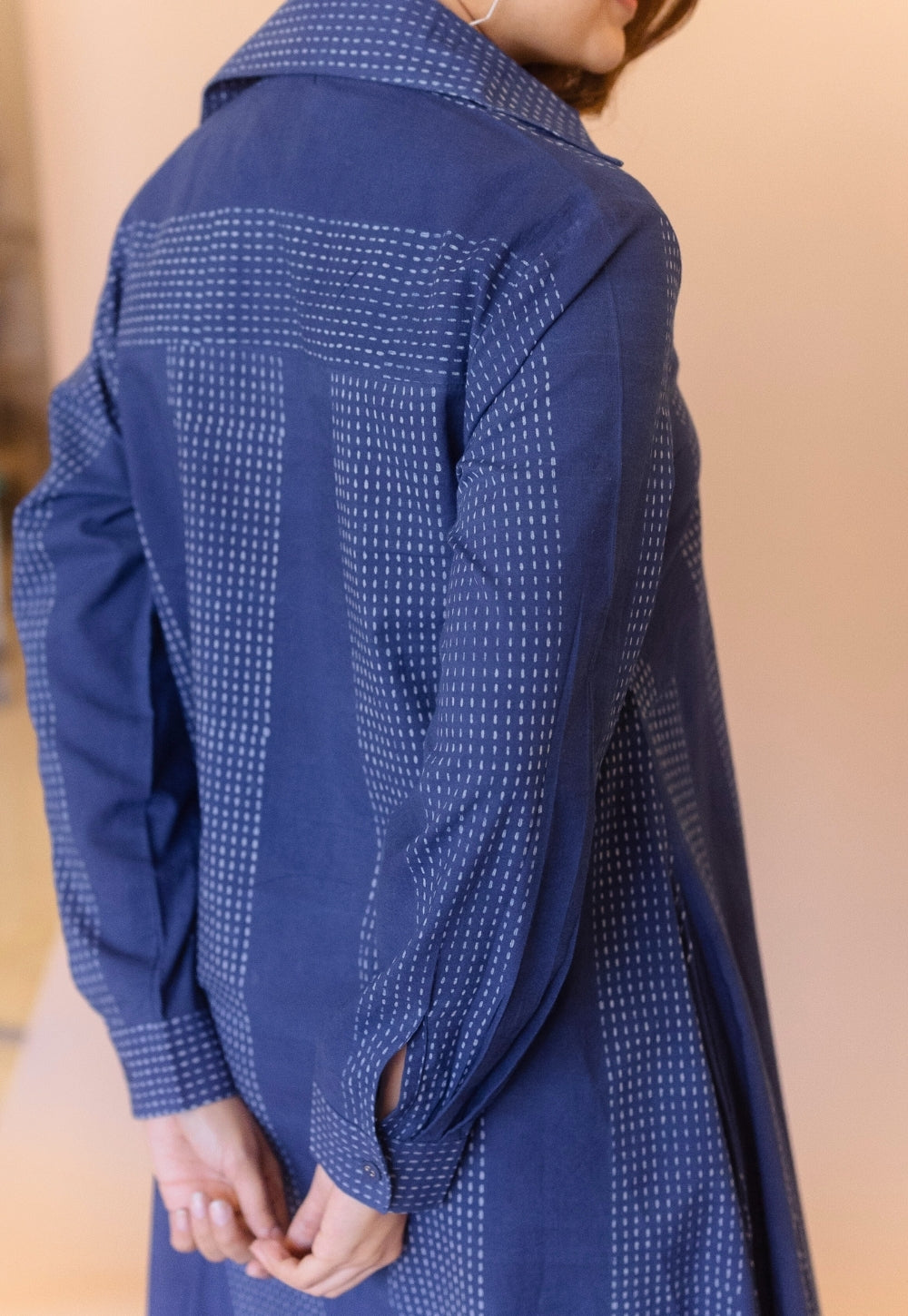 Trusha Blue Dabu Cotton A Line Dress