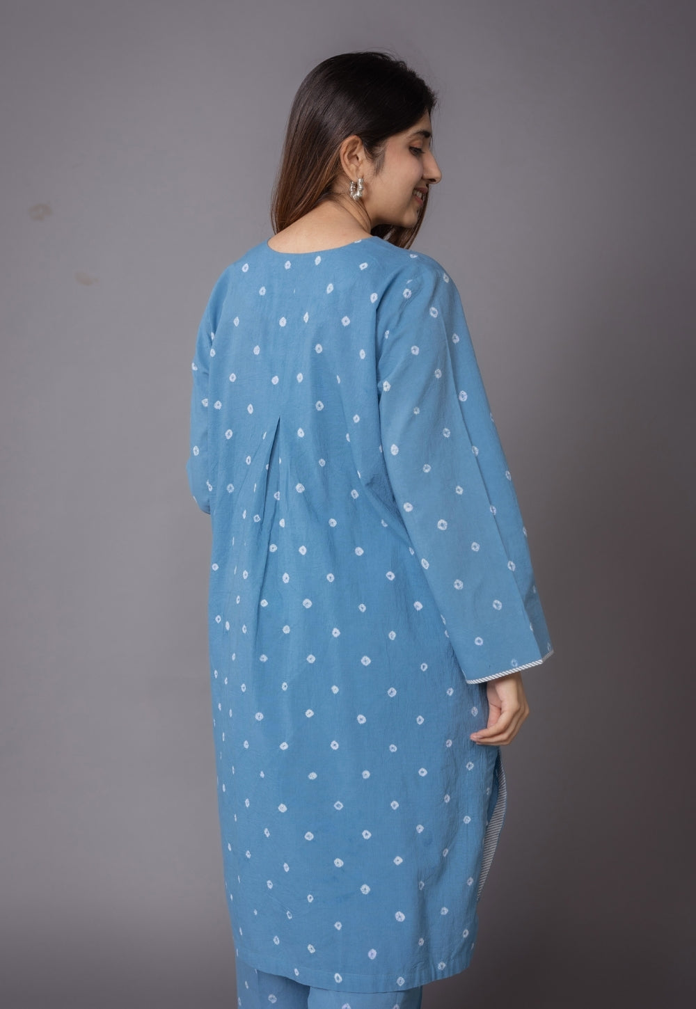 Kaaya Blue Bandhani Cotton Straight Kurta