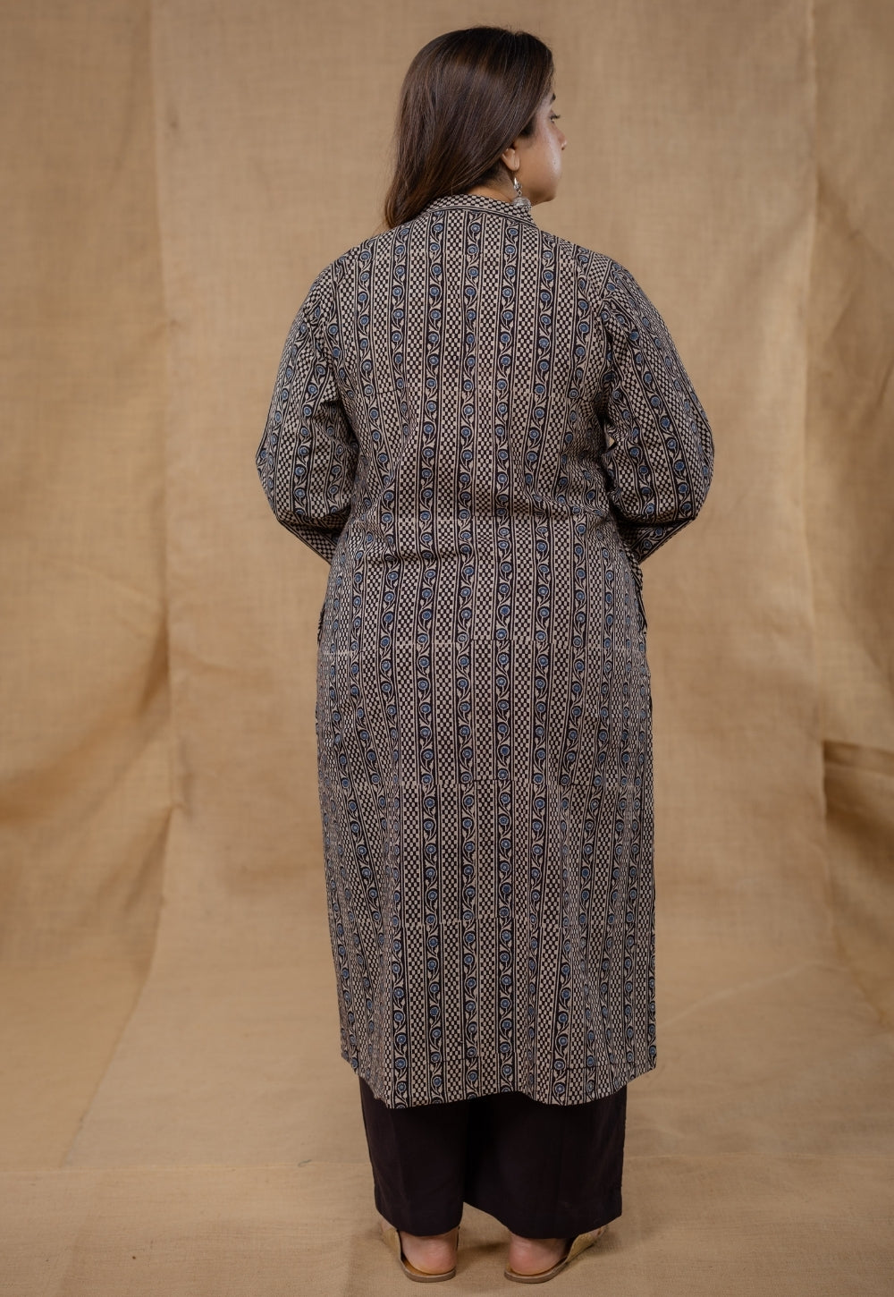Dia Black Ajrakh Cotton Straight Kurta