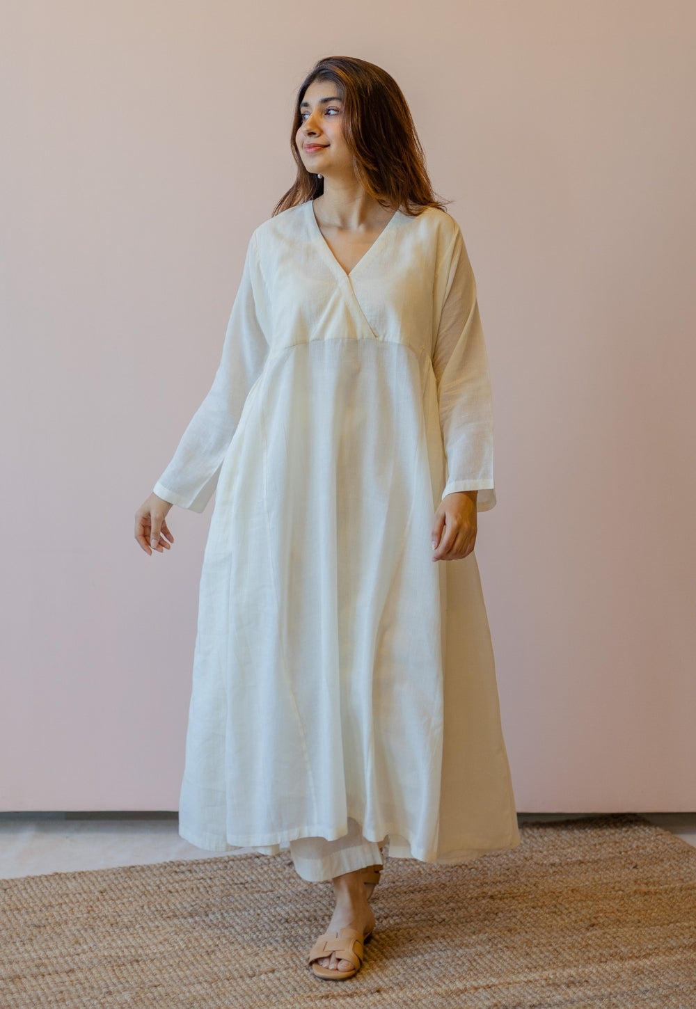Sana Off White Solid Handloom Cotton Anti-Fit Kurta