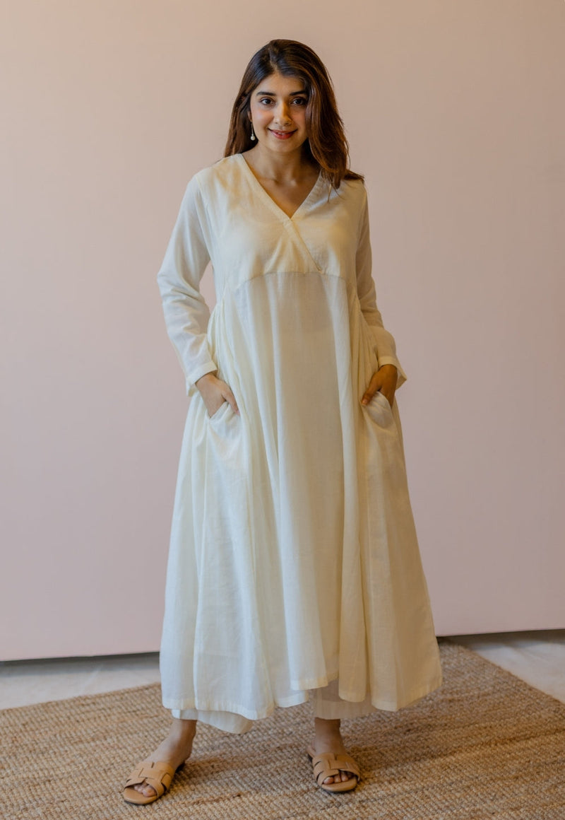 Sana Off White Solid Handloom Cotton Anti-Fit Kurta