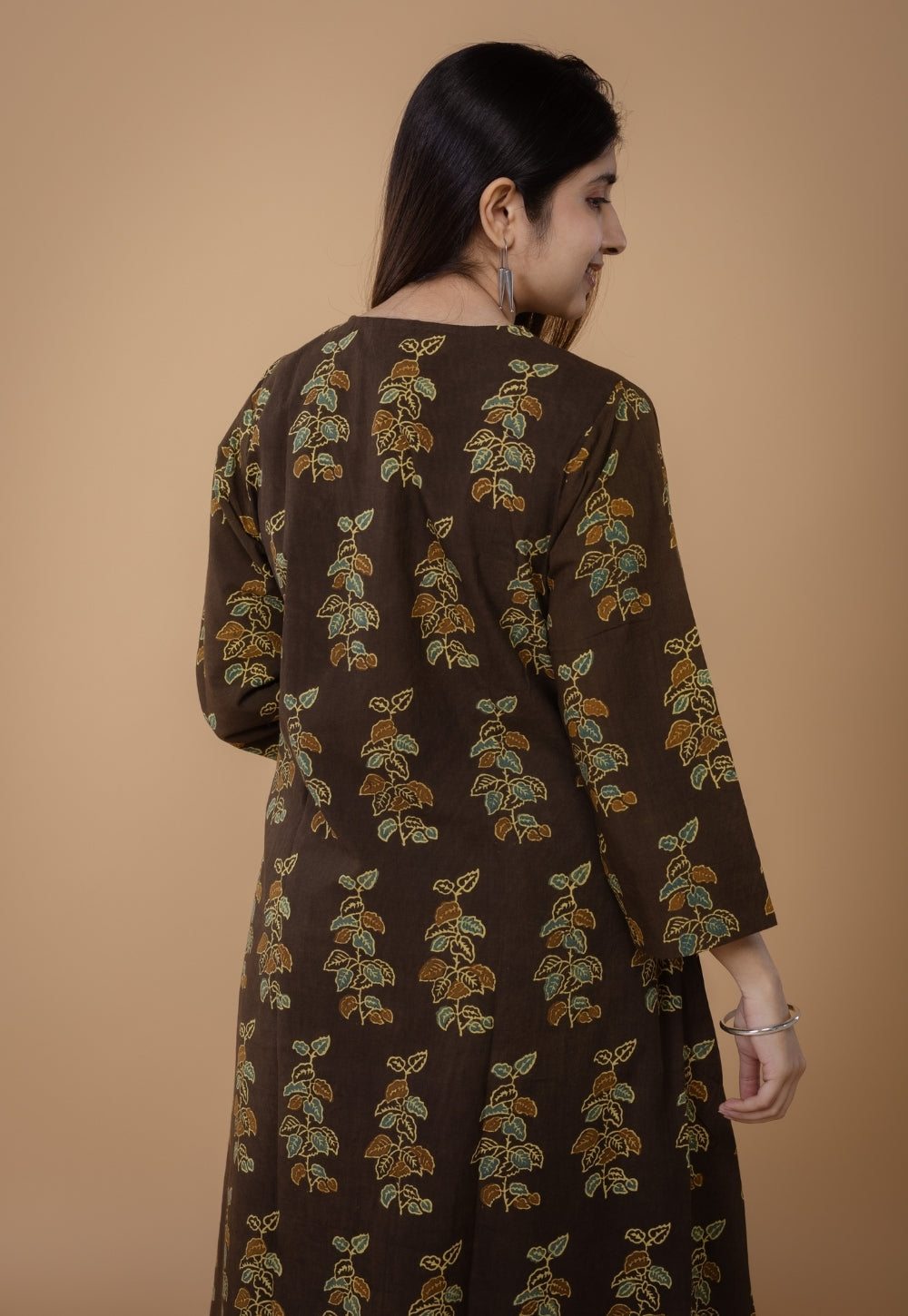 Sayali Brown Ajrakh Cotton A Line Kurta