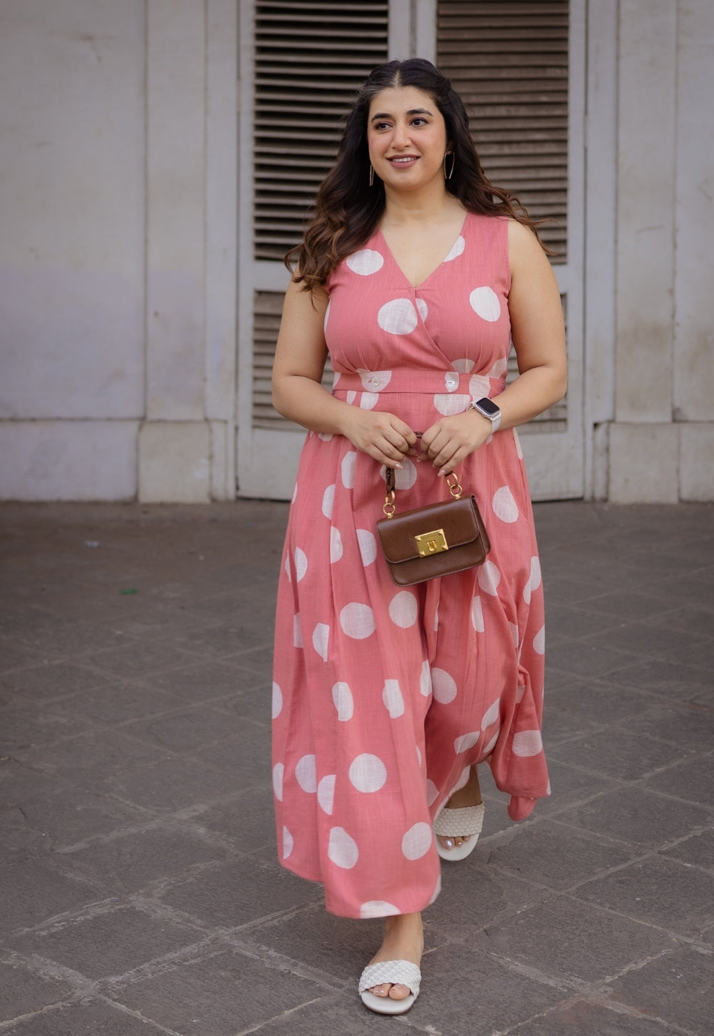 Libha Coral Hand Block Print Slub Cotton A Line Dress