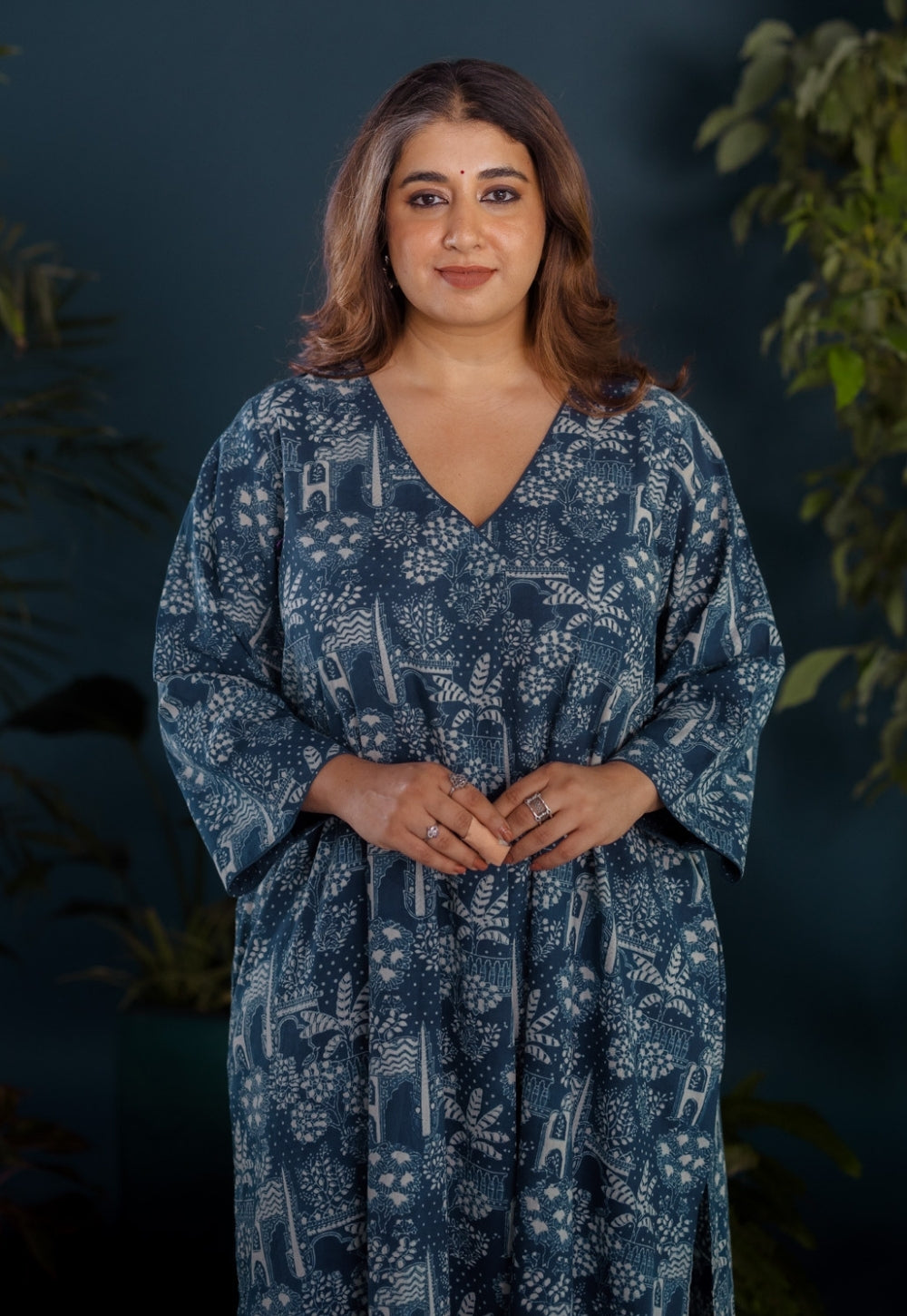 Megha Blue Ajrakh Cotton Straight Kurta
