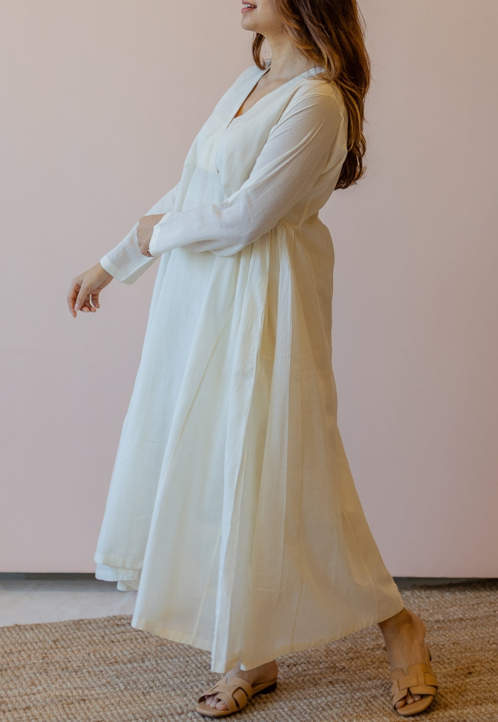 Sana Off White Solid Handloom Cotton Anti-Fit Kurta