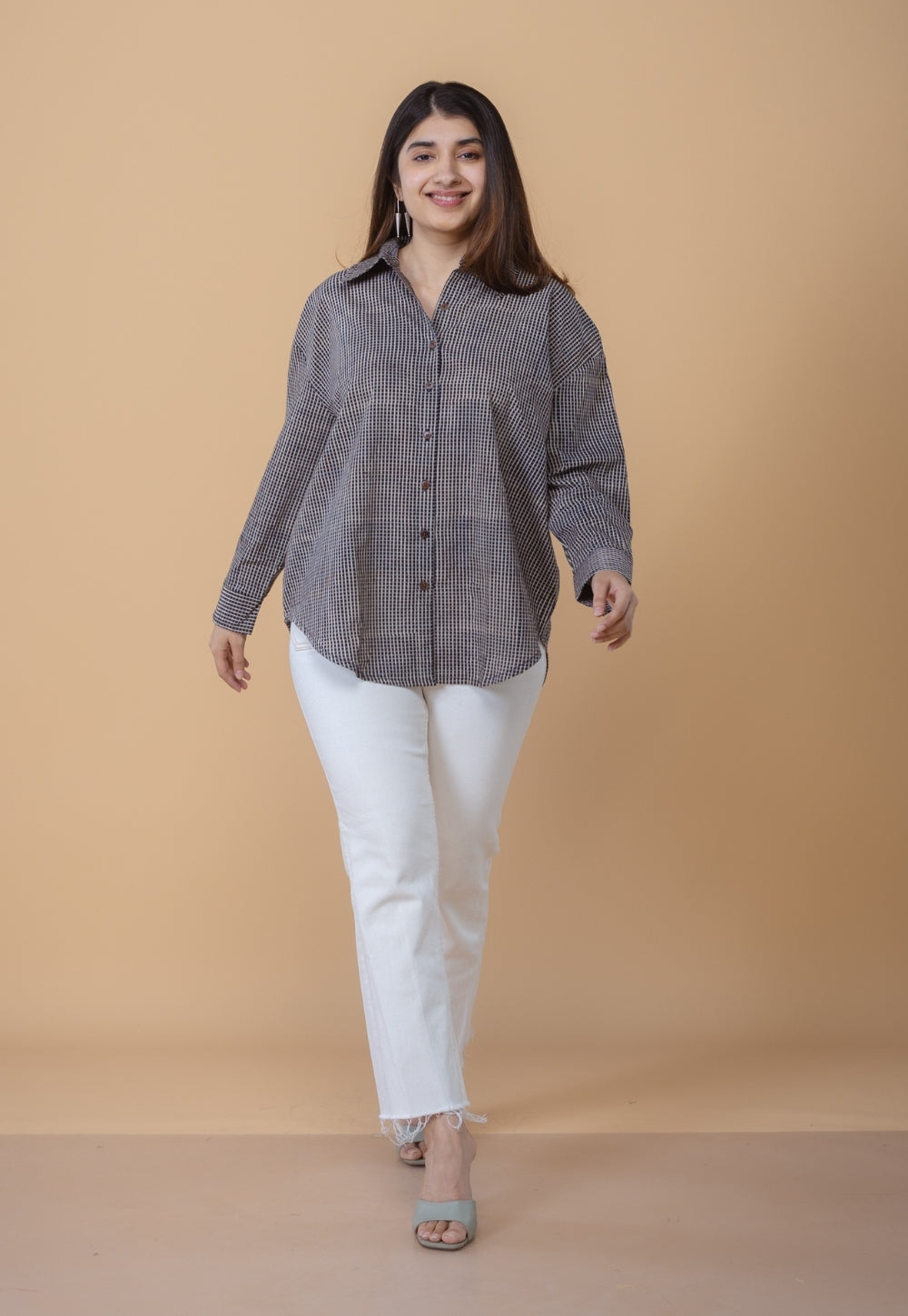 Ruhi Black Ajrakh Cotton Straight Shirt