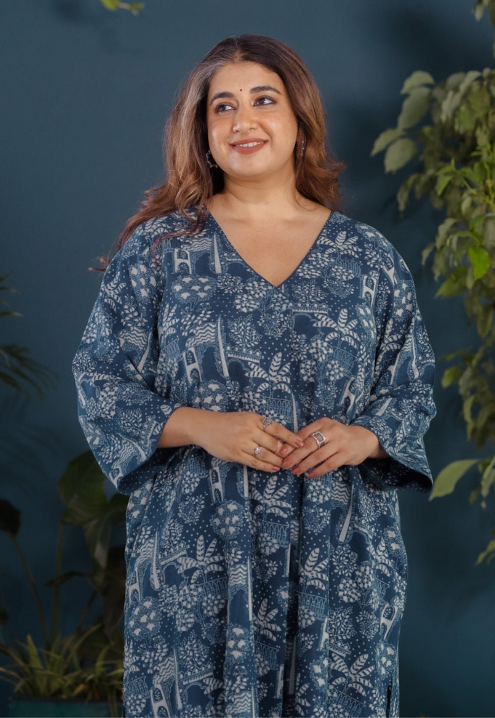 Megha Blue Ajrakh Cotton Straight Kurta