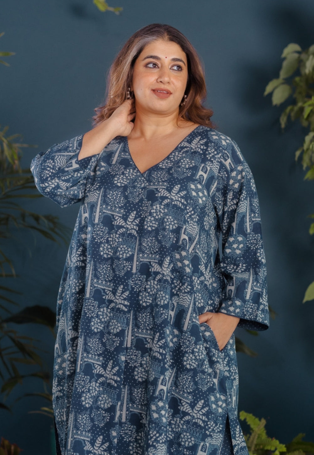Megha Blue Ajrakh Cotton Straight Kurta