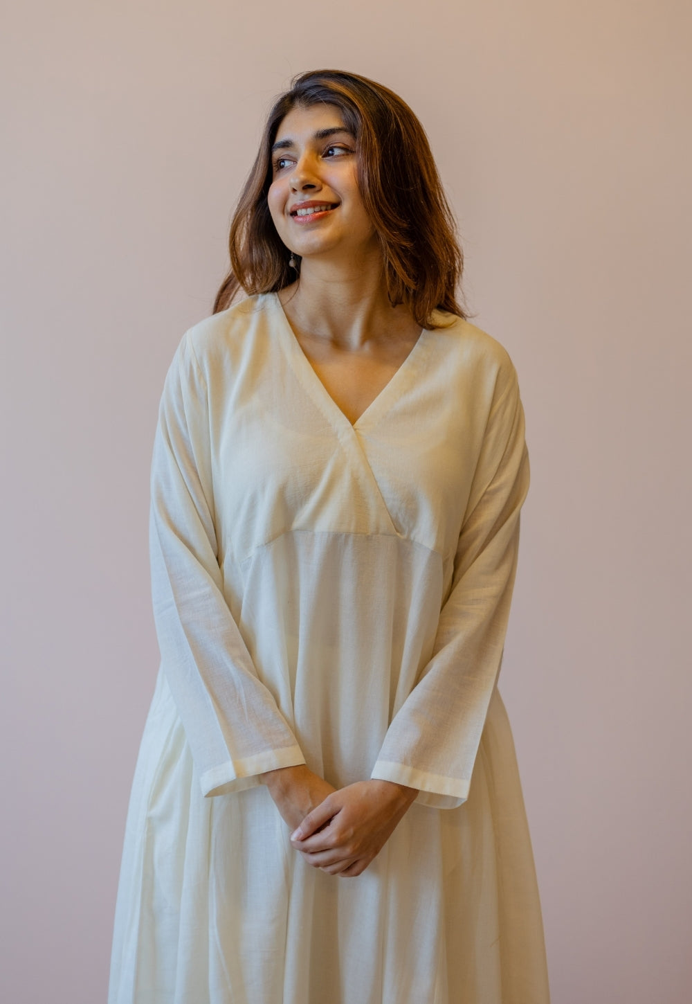 Sana Off White Solid Handloom Cotton Anti-Fit Kurta
