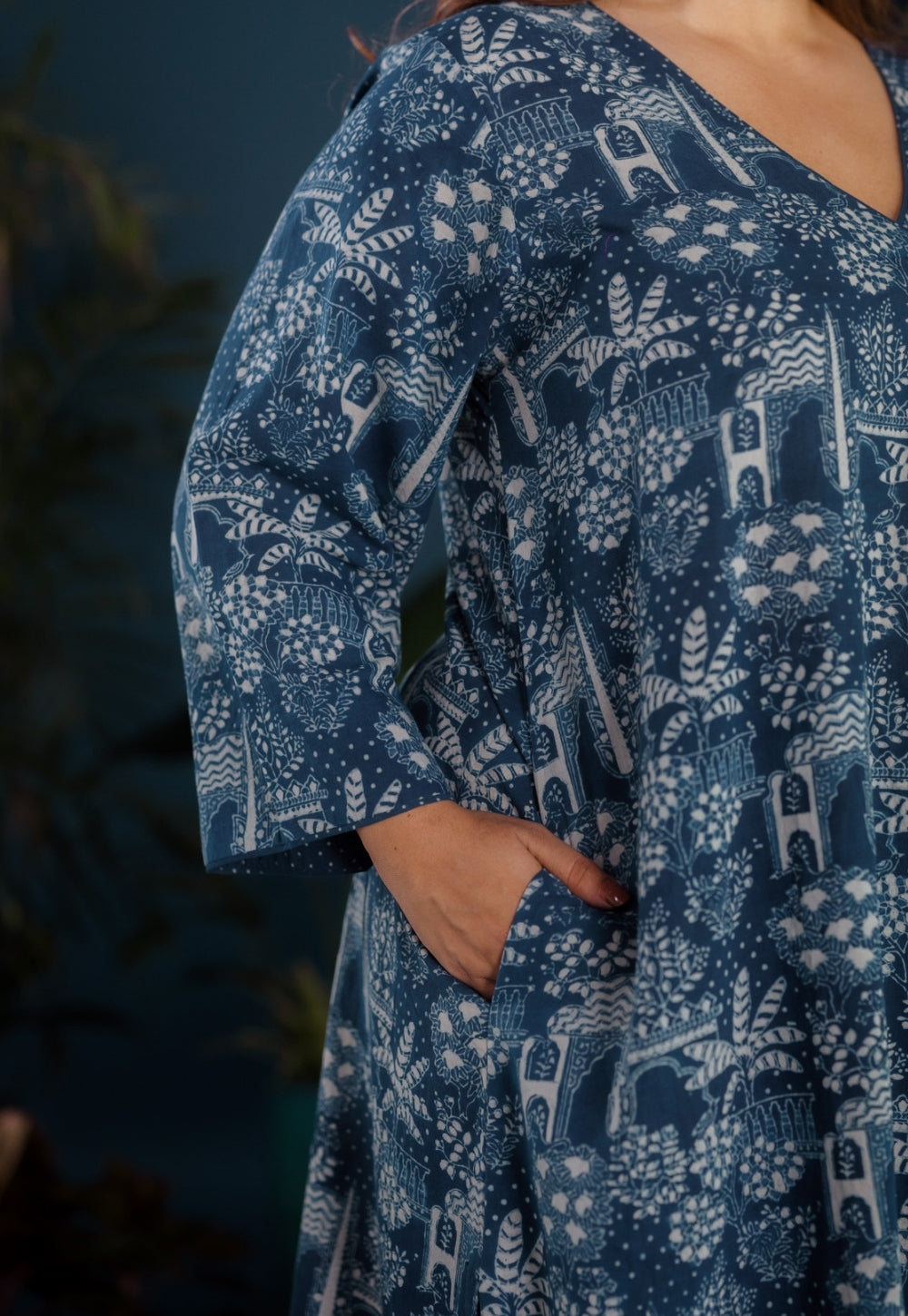 Megha Blue Ajrakh Cotton Straight Kurta