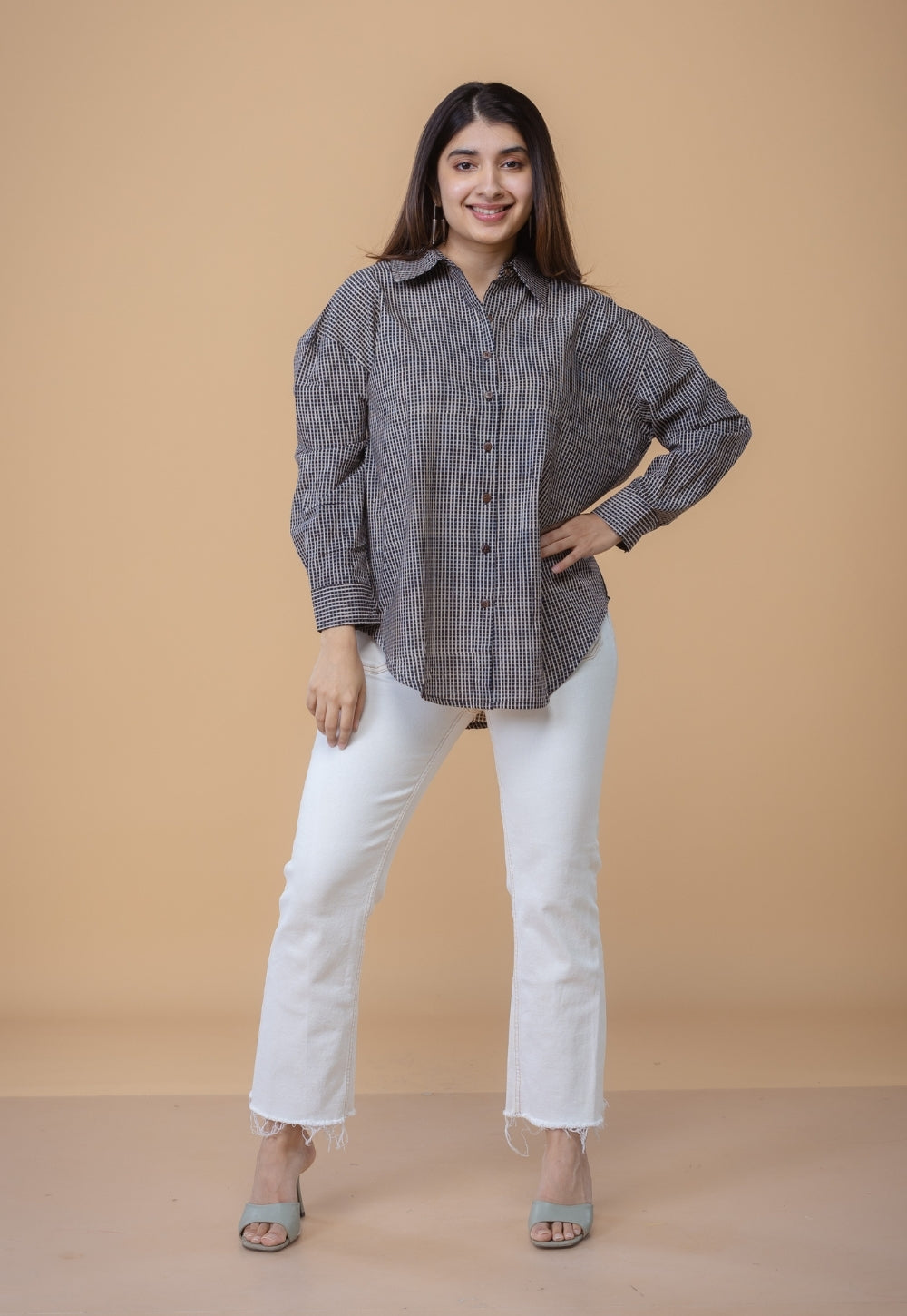 Ruhi Black Ajrakh Cotton Straight Shirt