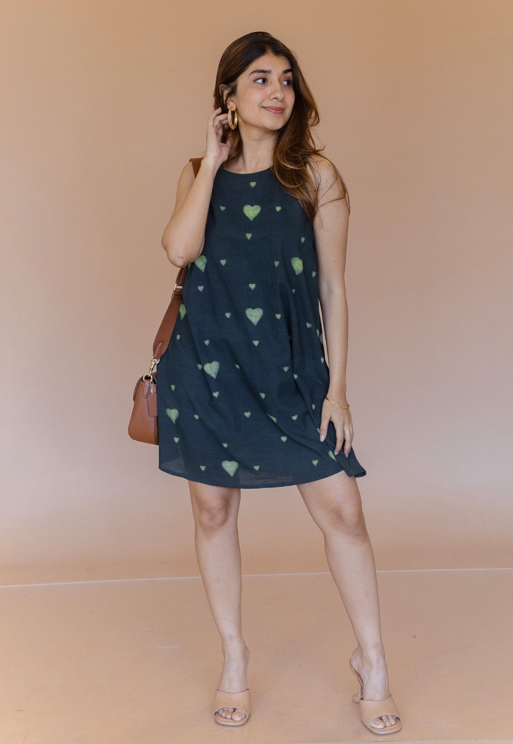 Inam Green Dabu Cotton A Line Dress