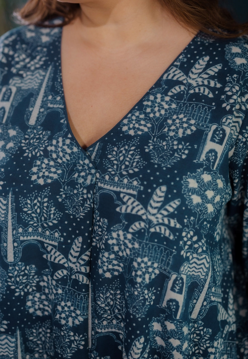 Megha Blue Ajrakh Cotton Straight Kurta