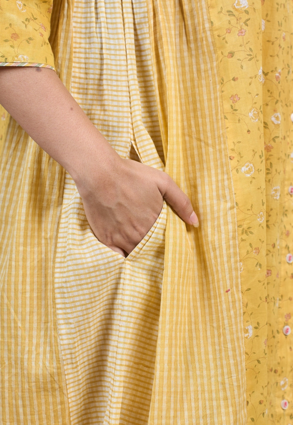 Olivia Yellow Sanganeri Mul Cotton Kali Kurta