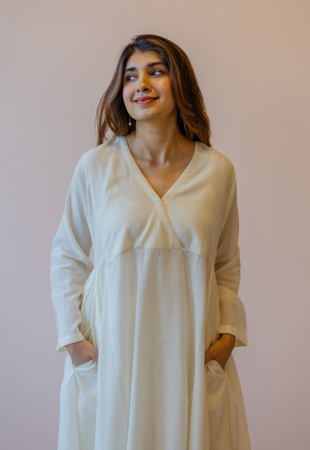Sana Off White Solid Handloom Cotton Anti-Fit Kurta