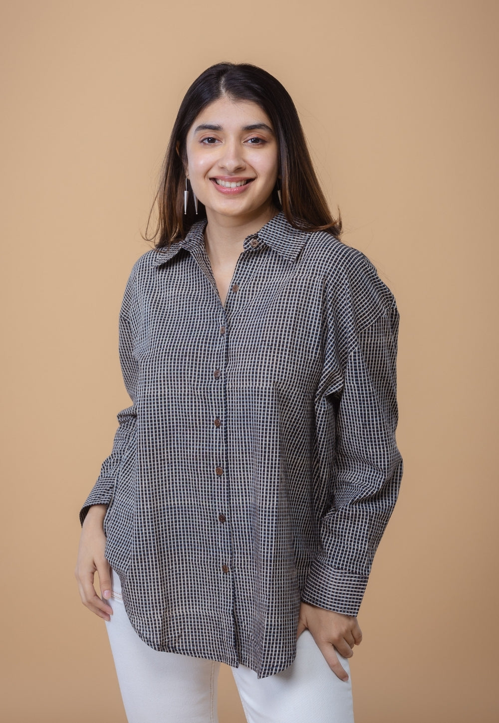 Ruhi Black Ajrakh Cotton Straight Shirt