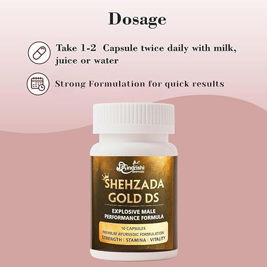 Hindrishi Shehzada Gold DS, Explosive Formula, Premium Ayurvedic Supplement for Strength, Stamina, Vitality, 10 Capsules for men-4