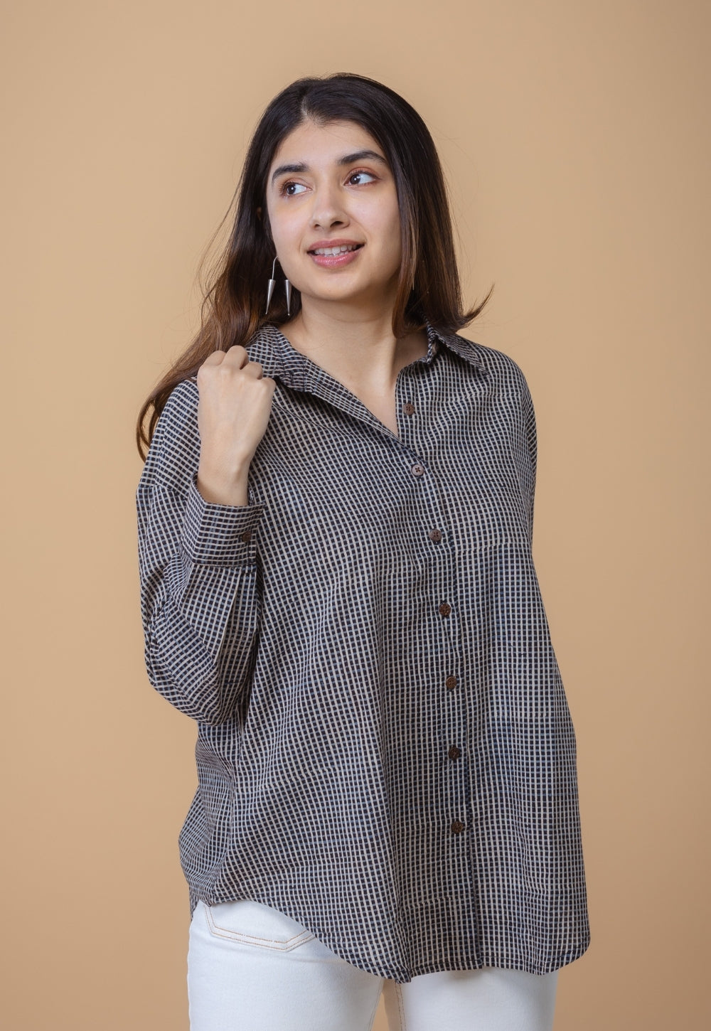 Ruhi Black Ajrakh Cotton Straight Shirt