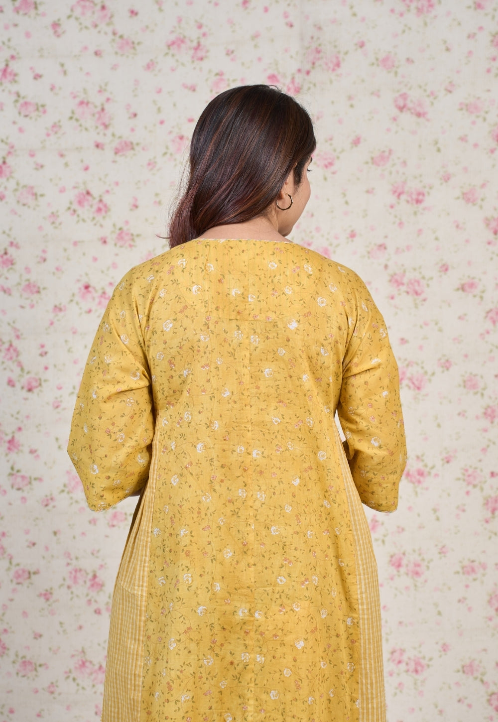 Olivia Yellow Sanganeri Mul Cotton Kali Kurta
