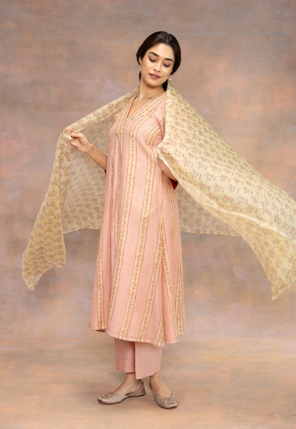 Yashi Pink Solid Chanderi Silk Straight Pant