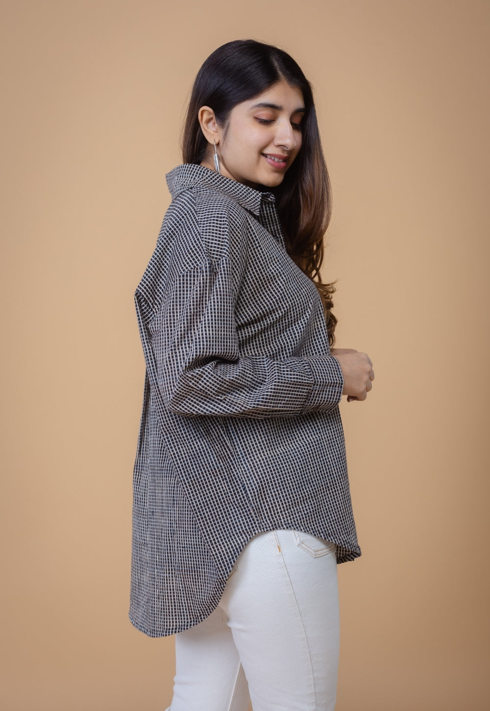 Ruhi Black Ajrakh Cotton Straight Shirt