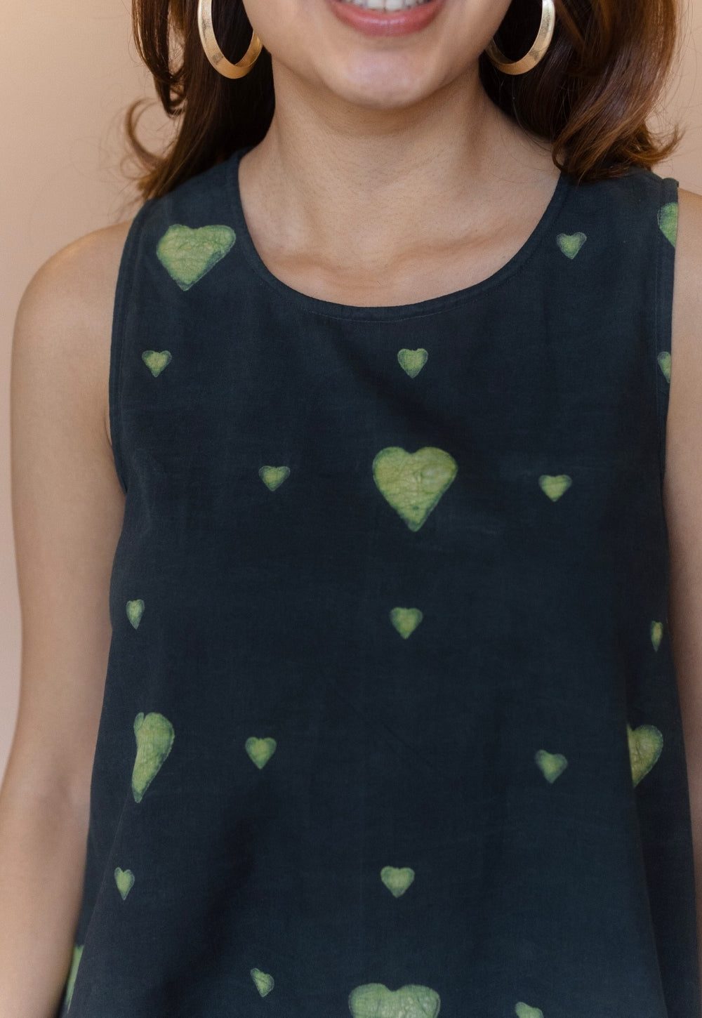 Inam Green Dabu Cotton A Line Dress