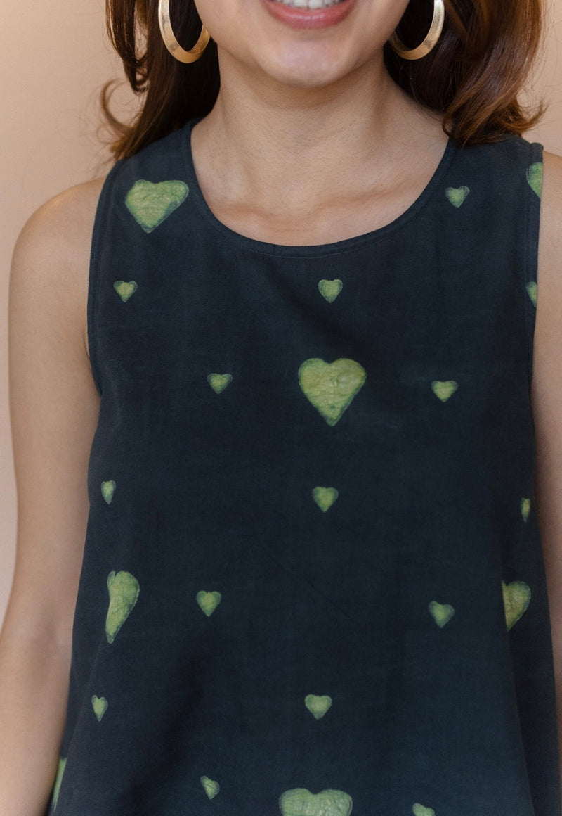 Inam Green Dabu Cotton A Line Dress