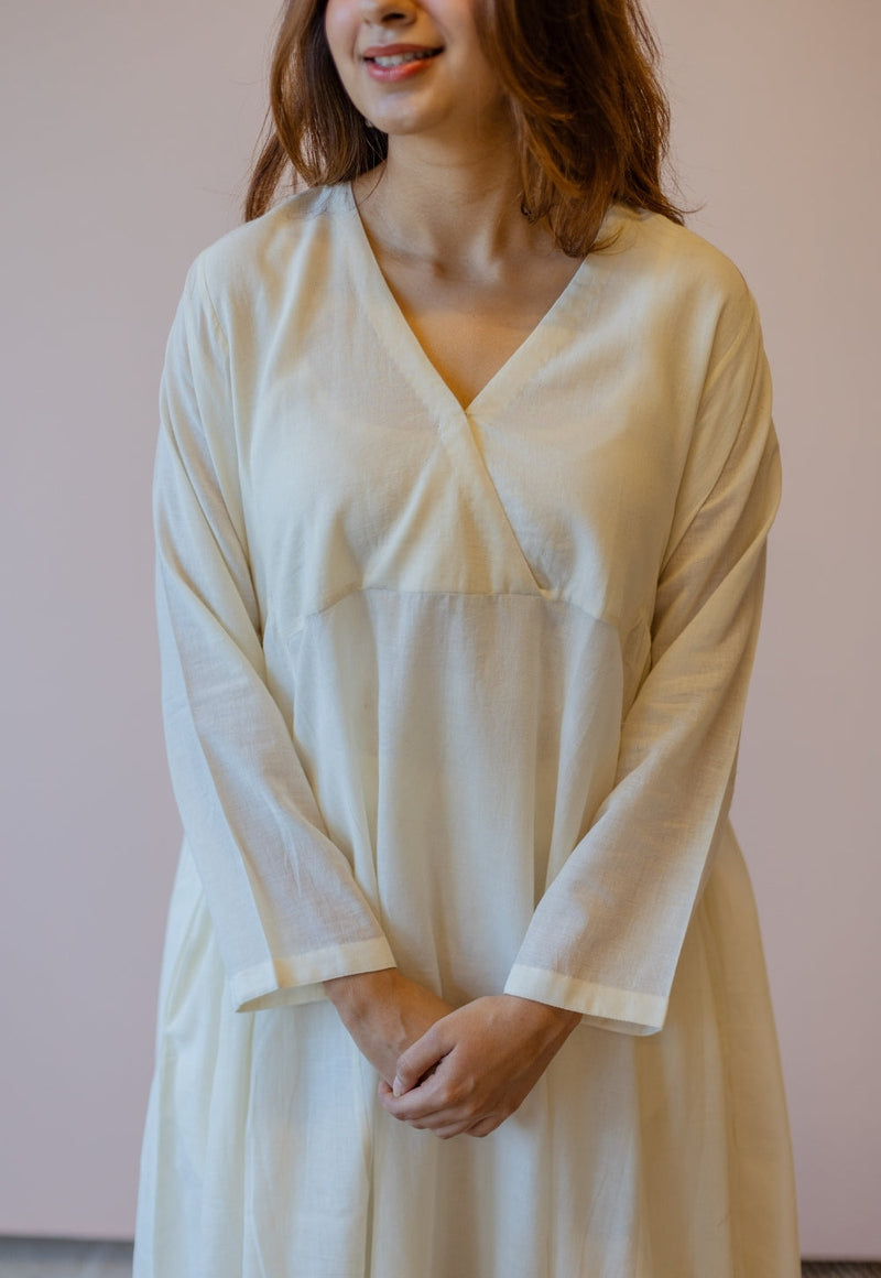 Sana Off White Solid Handloom Cotton Anti-Fit Kurta