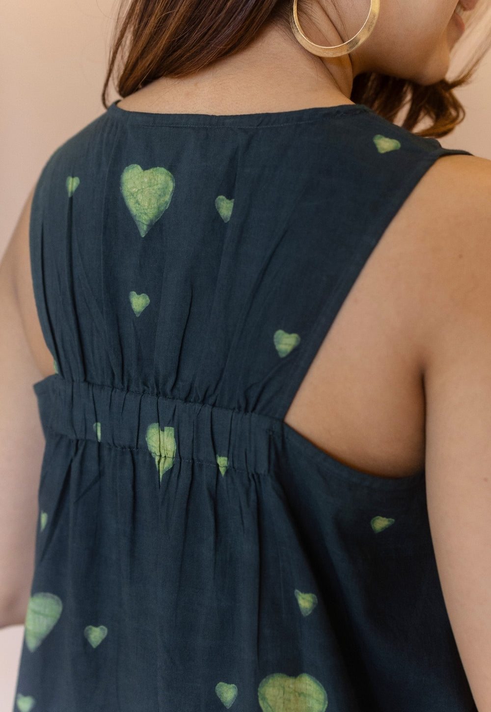 Inam Green Dabu Cotton A Line Dress