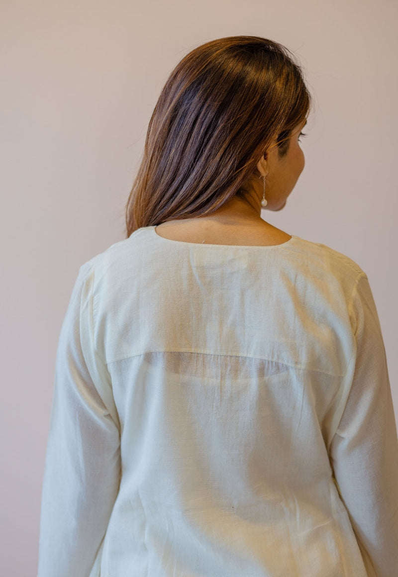 Sana Off White Solid Handloom Cotton Anti-Fit Kurta
