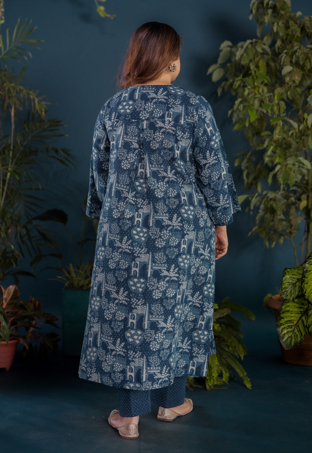 Megha Blue Ajrakh Cotton Straight Kurta