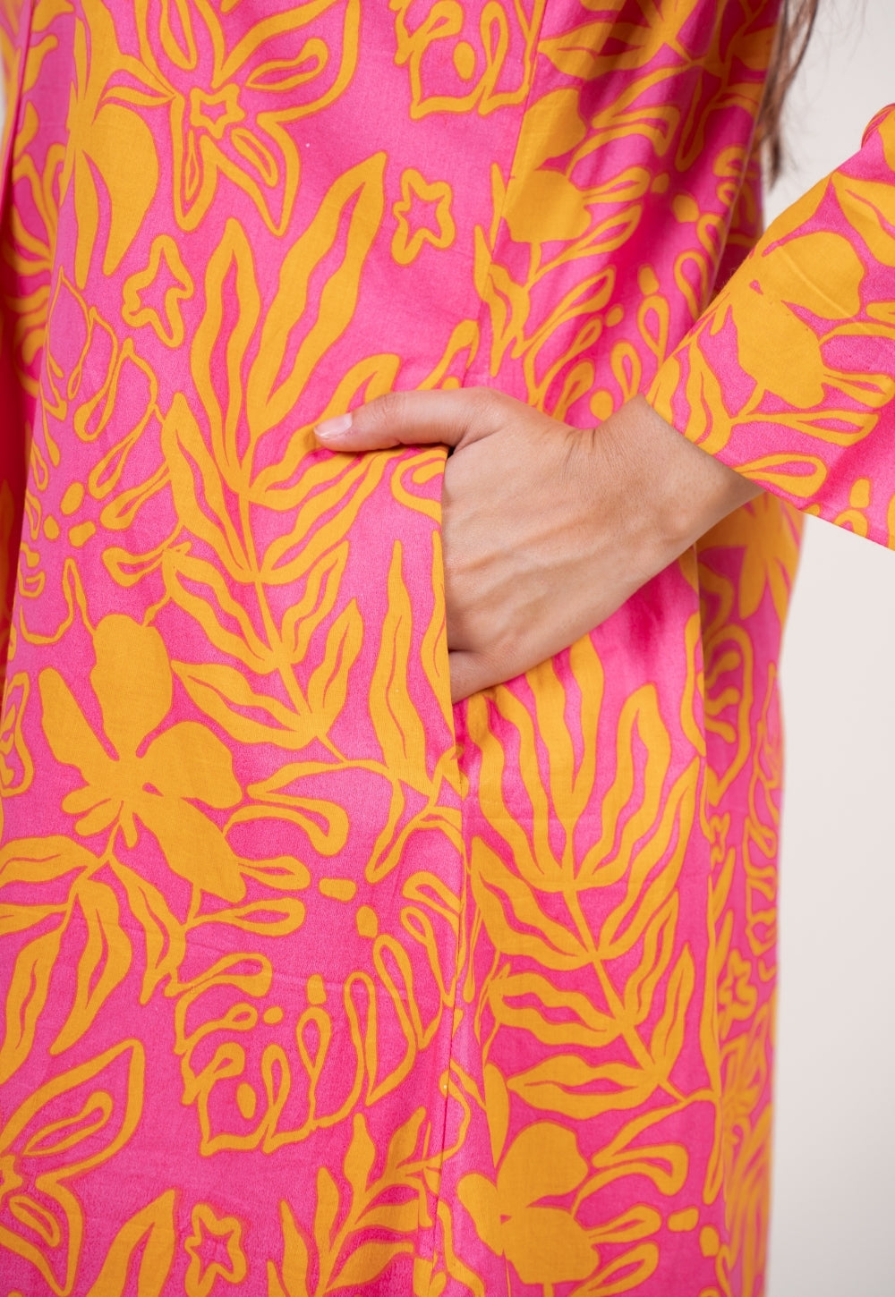Raila Sunset Pink Printed Cotton Straight Kurta
