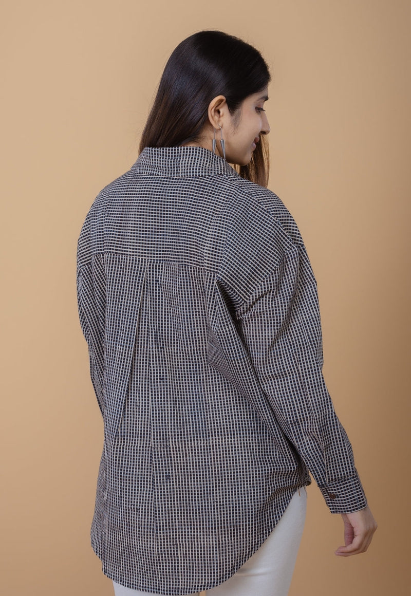 Ruhi Black Ajrakh Cotton Straight Shirt