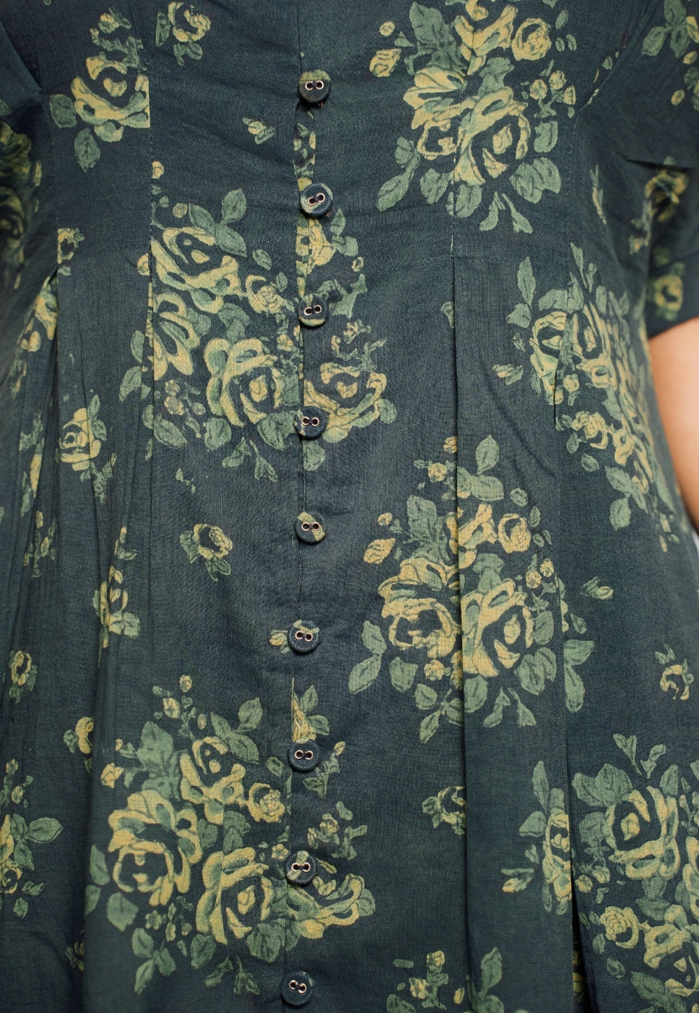 Reema Teal Blue Dabu Mul Cotton A Line Dress