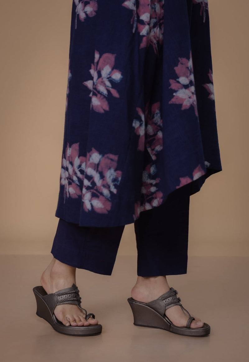 Prita Purple Solid Slub Cotton Narrow Pant
