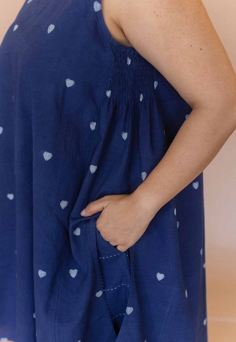 Arvika Blue Dabu Cotton A Line Kurta
